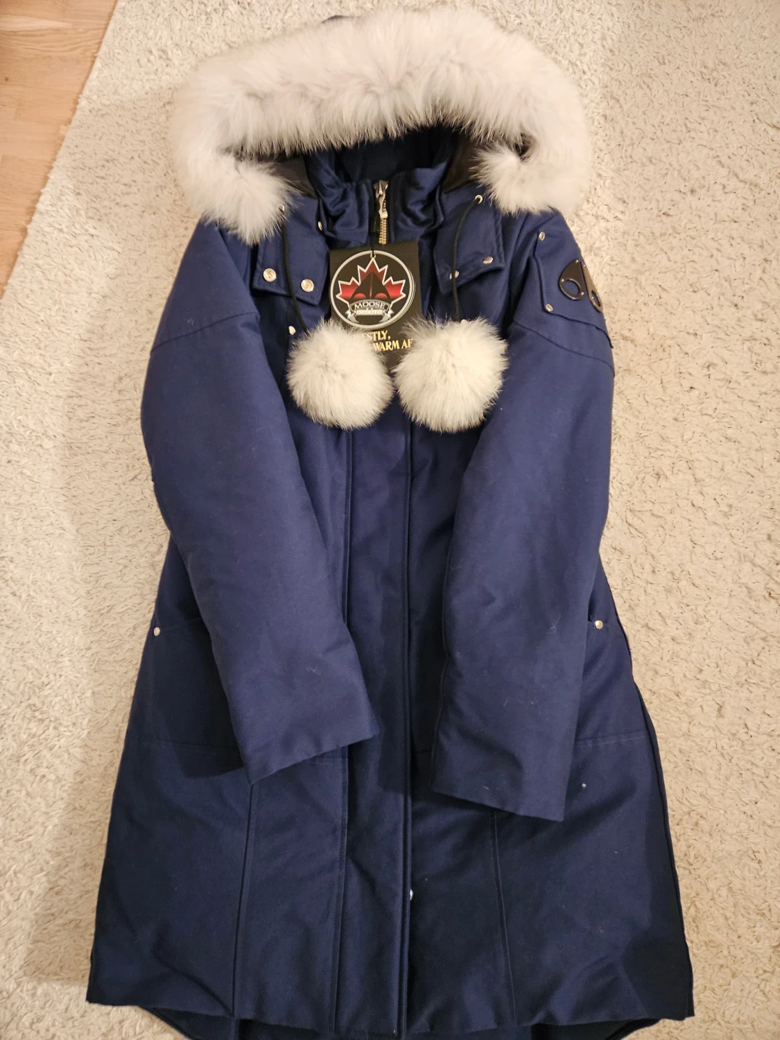 Blå Moose Knuckles dunjacka med päls - 6