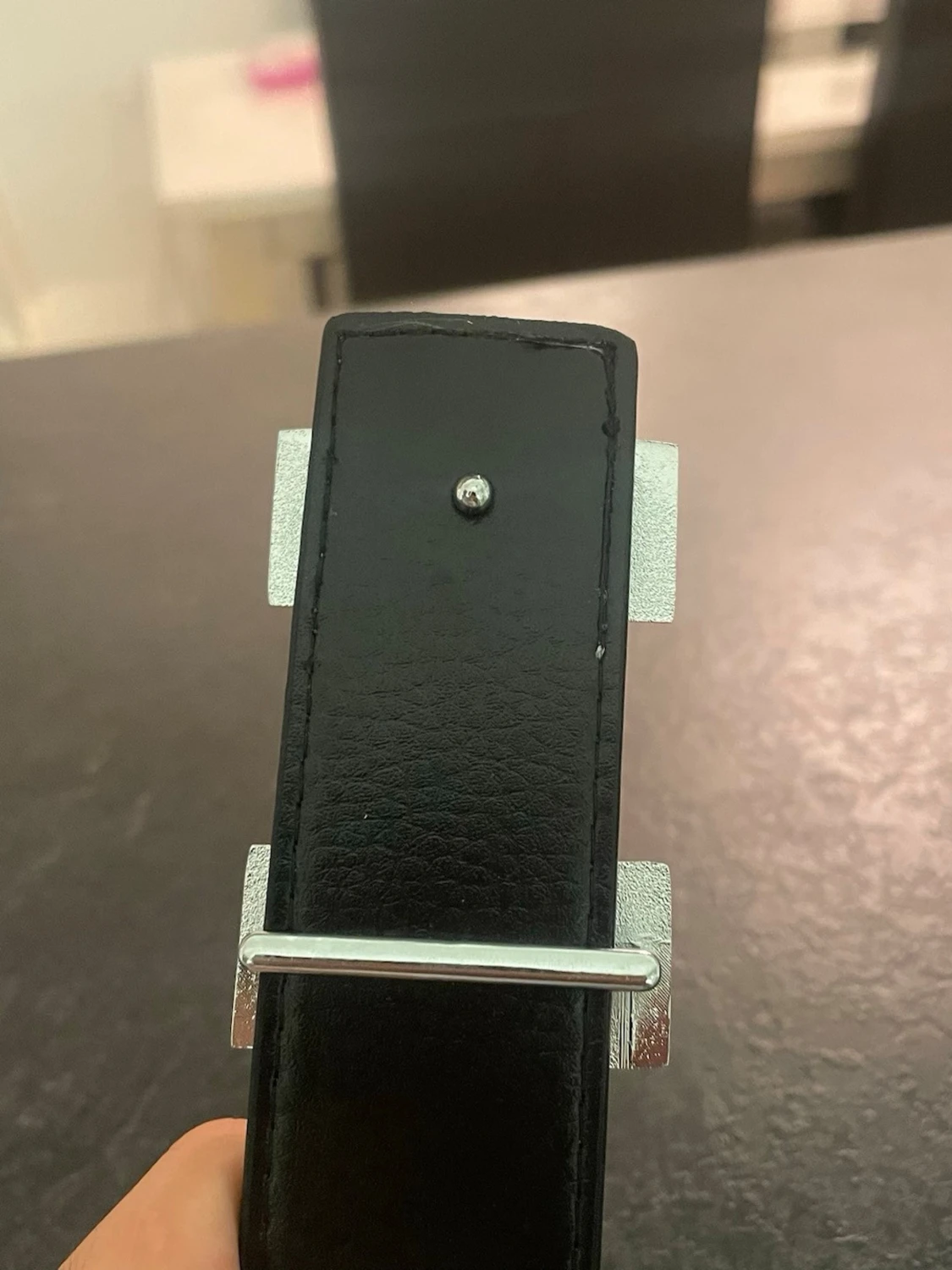 Svart h-ermes bälte med H-spänne i silver - 2