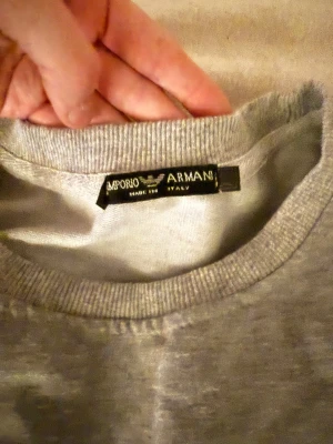 Grå sweatshirt från Emporio Armani - Snygg grå sweatshirt från Emporio Armani med EA7-logga i silver på bröstet. Rund halsringning med ribbad kant och mjukt material som känns skönt mot huden. Perfekt för dig som gillar stilrena och klassiska designer med en lyxig touch.