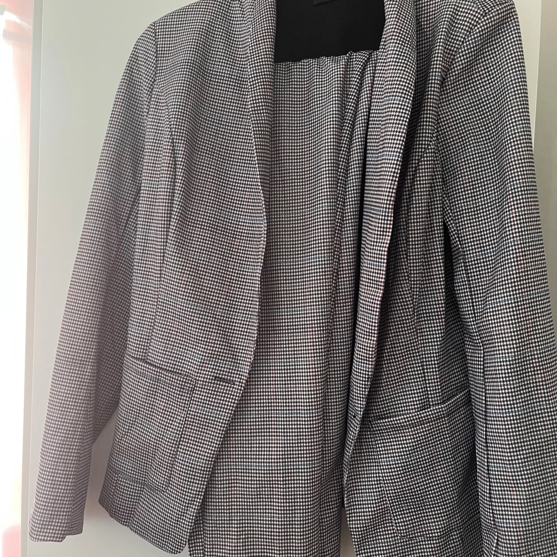 Rutig kostymbyxa med snörning, M - 3