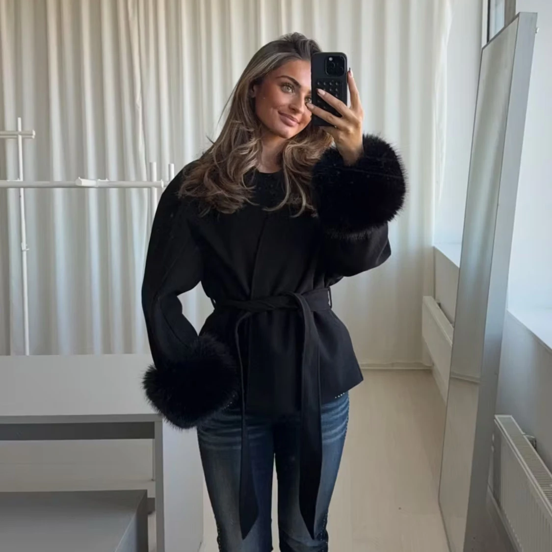 Gina tricot jacka med fuskpälsärm