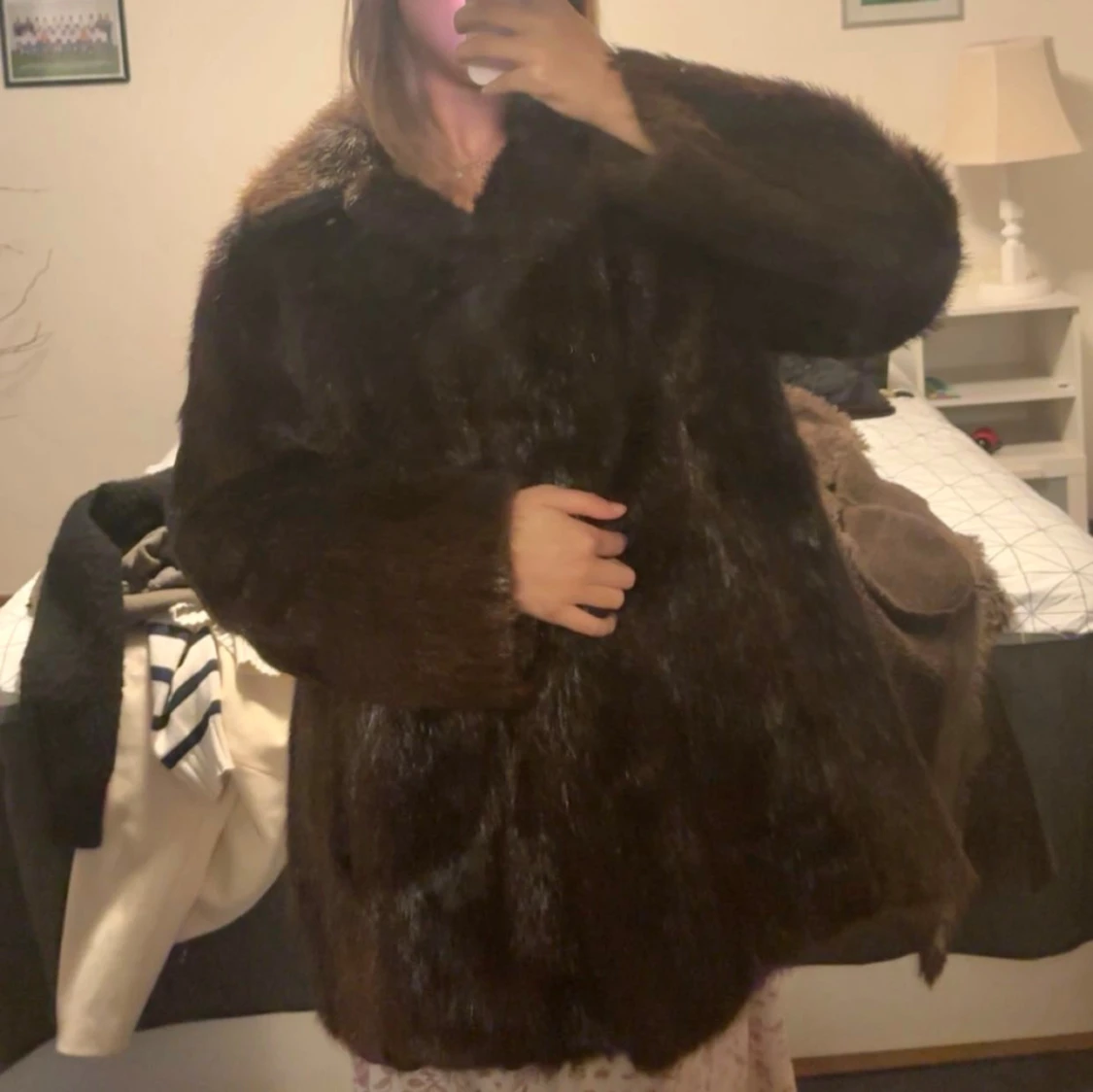 Äkta pälsjacka med krage - 1