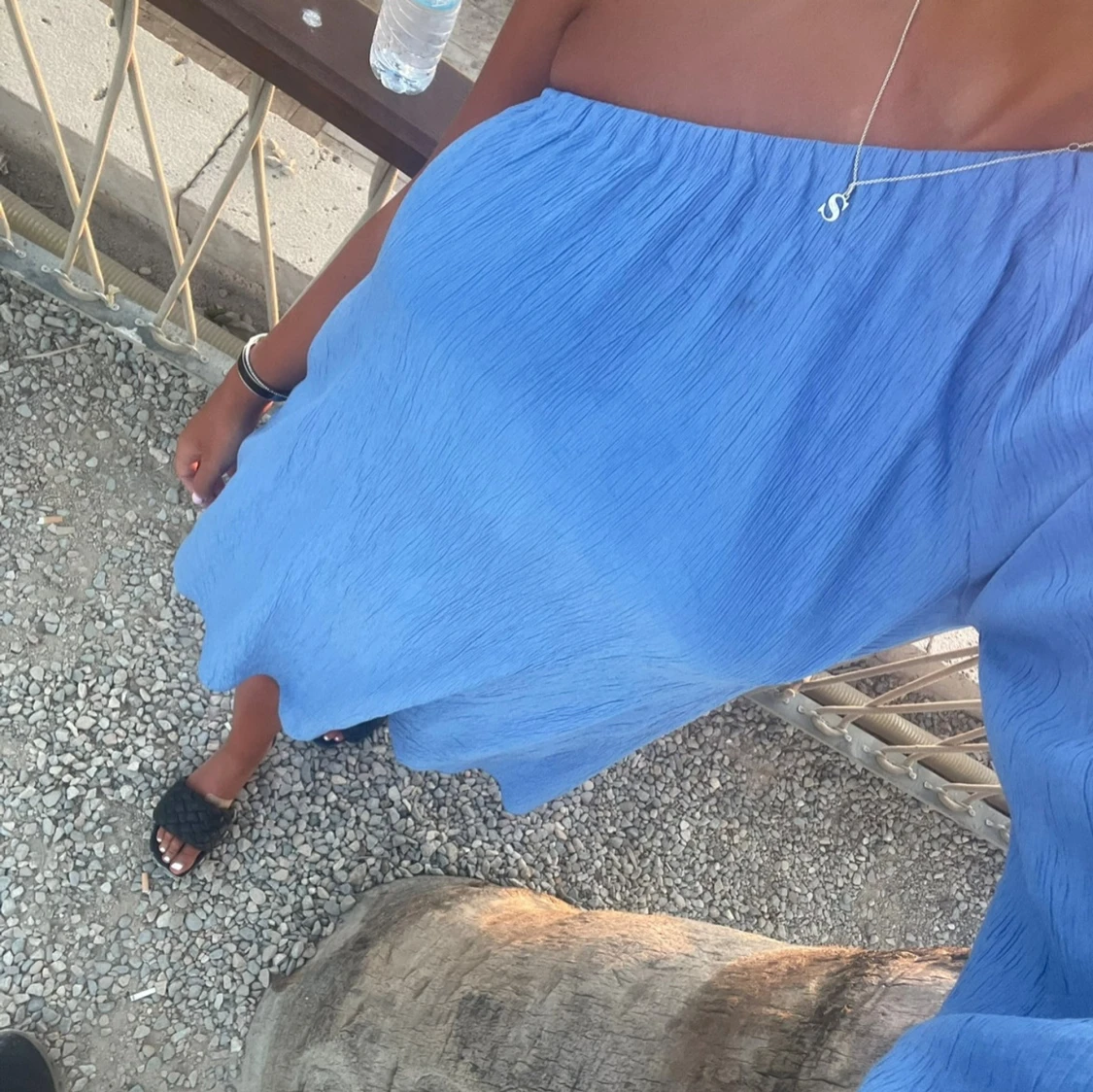 Blå oneshoulder kortklänning - 3