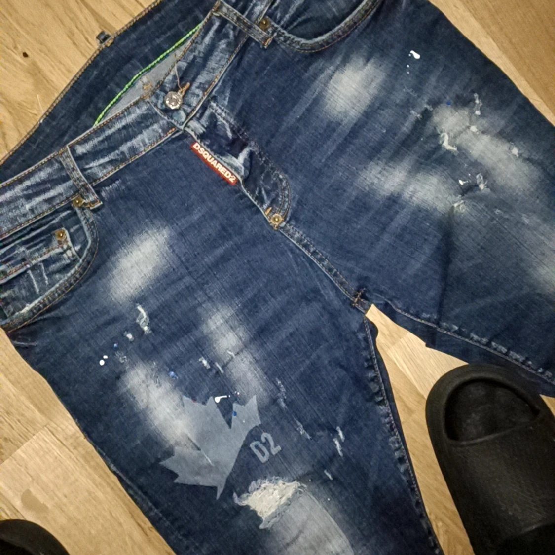 Dsquared2 blå jeans med tryck riktigt feta  - 1