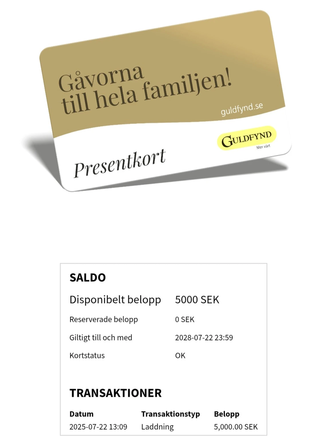 Presentkort Guldfynd