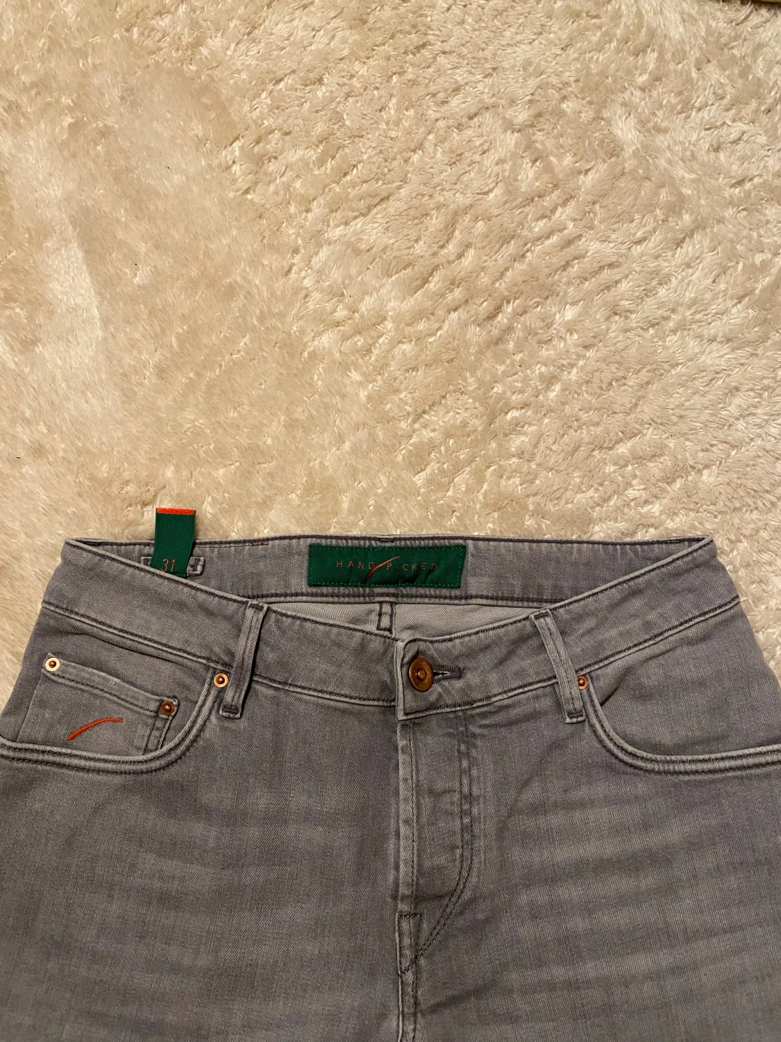 Grå jeans från Handpicked, straight fit - 1