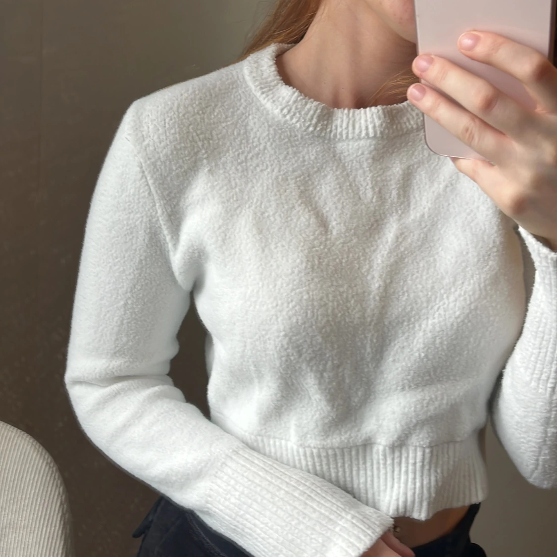 Vit croppad stickad topp - 1