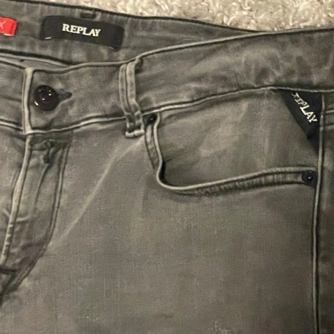 Replay grå slimfit jeans med slitningar och Hyperflex  - 2
