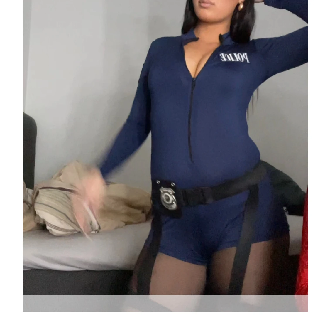 Marinblå polis klänning med bälte