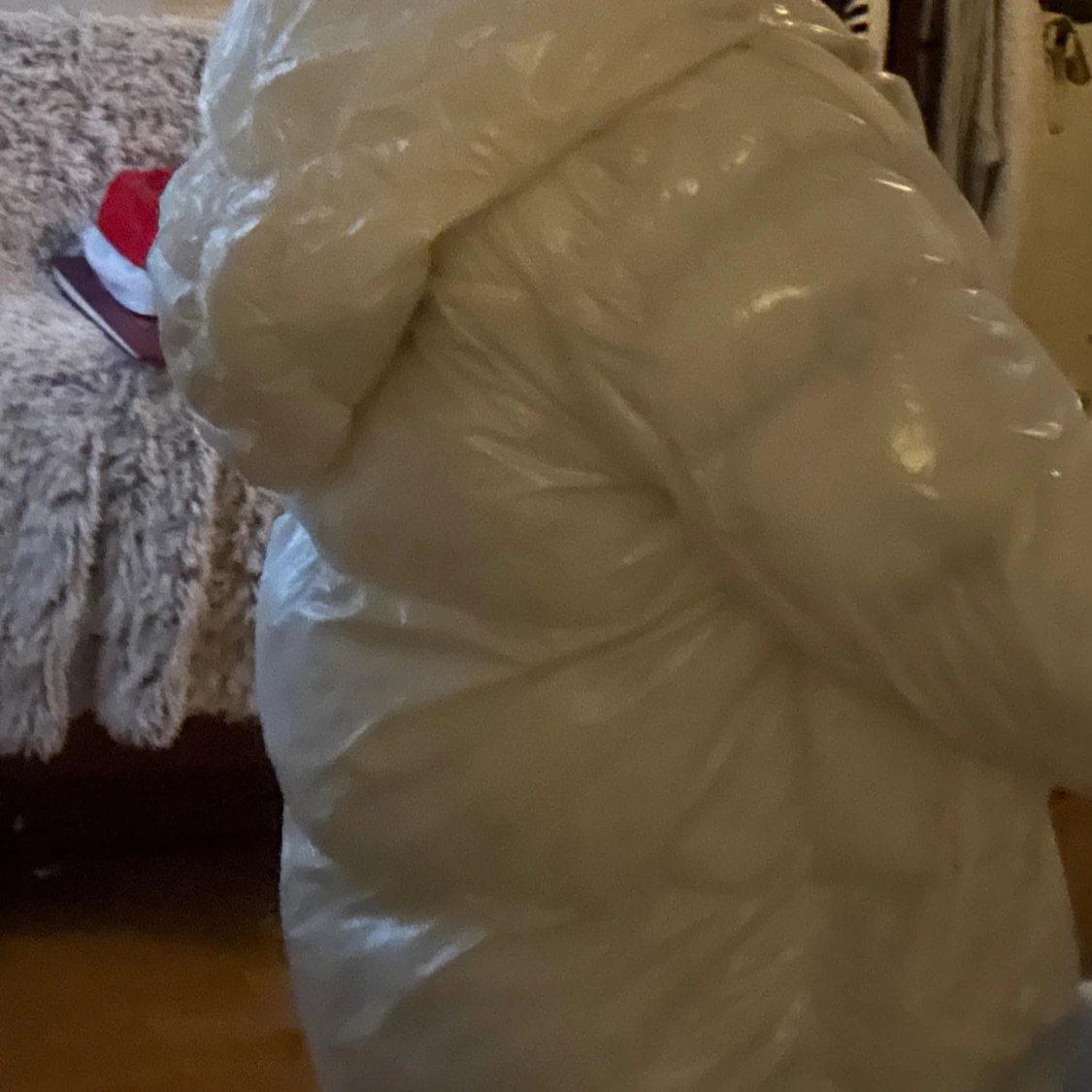 Vit pufferjacka med huva - 1