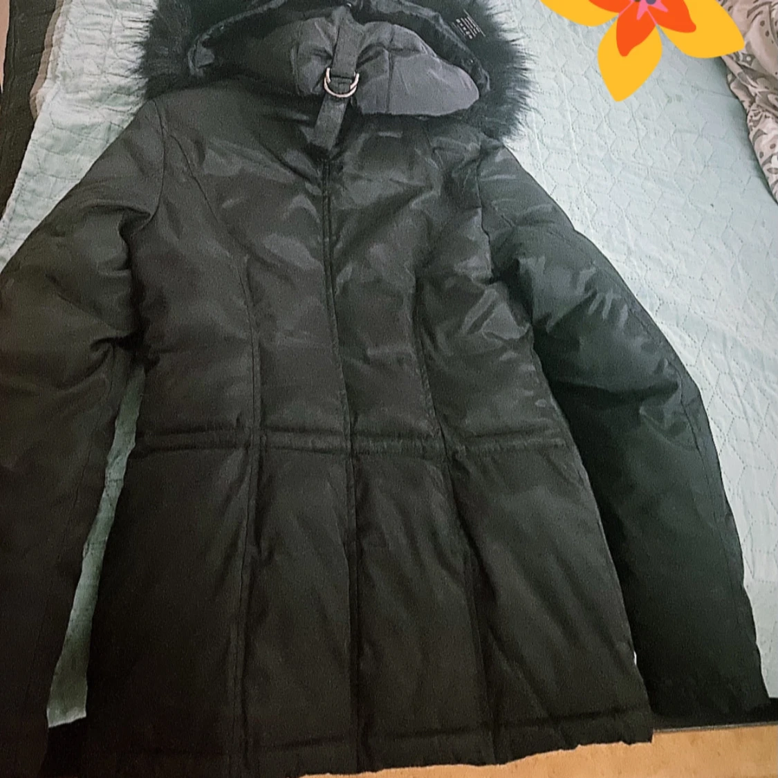 Svart vinterjacka Rocco Barocco med fuskpäls - 3