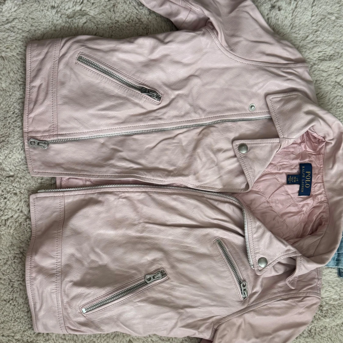 Ljusrosa skinnjacka Polo Ralph Lauren