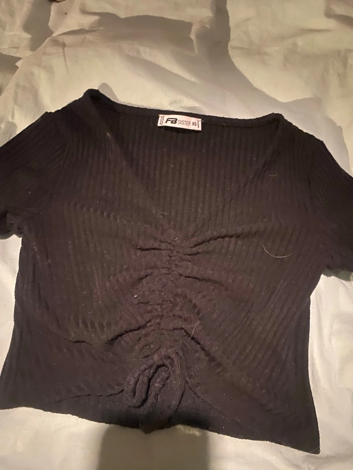 Svart ribbad croppad topp PB Sister