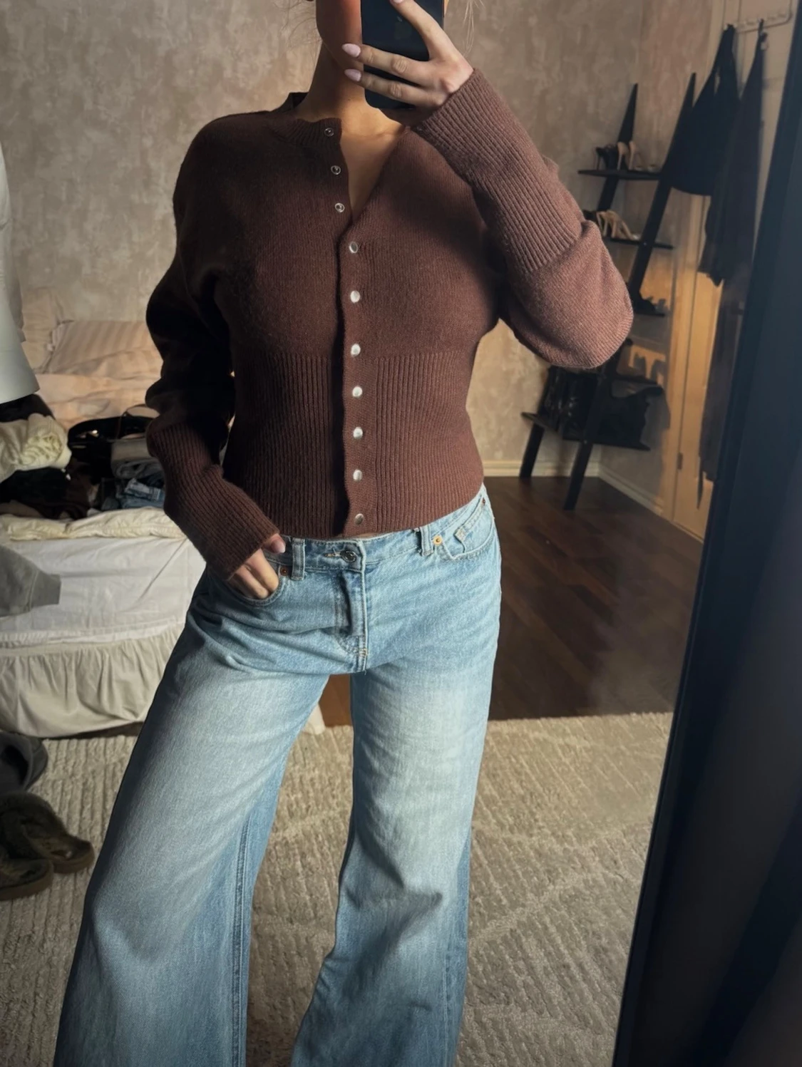 Brun stickad tröja  - 2