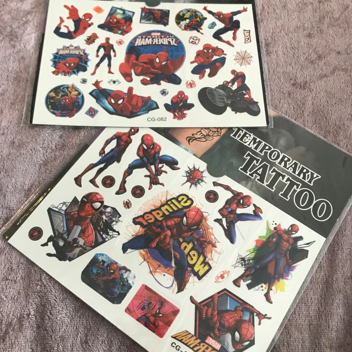 Spiderman Temporary Tattoo Sheets