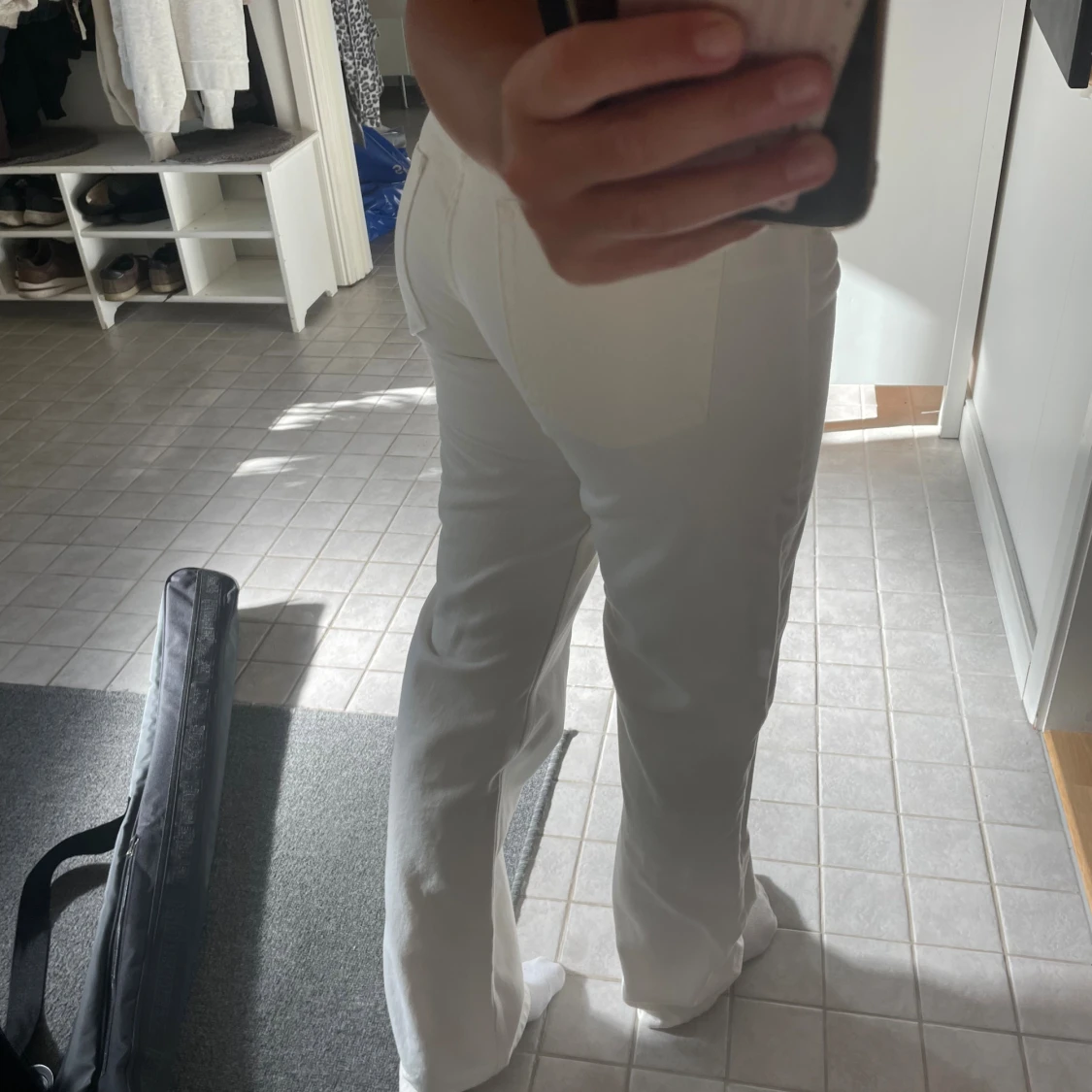 Vita raka jeans med hög midja - 1