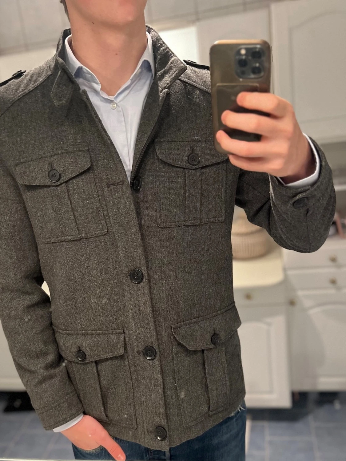 Grå peacoat/overshirt från Peacocks - 1