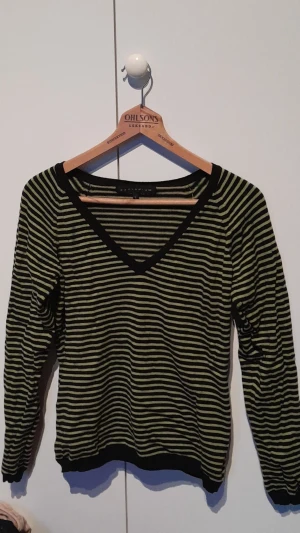 Randig tröja - En långärmad randig tröja i grönt och svart.