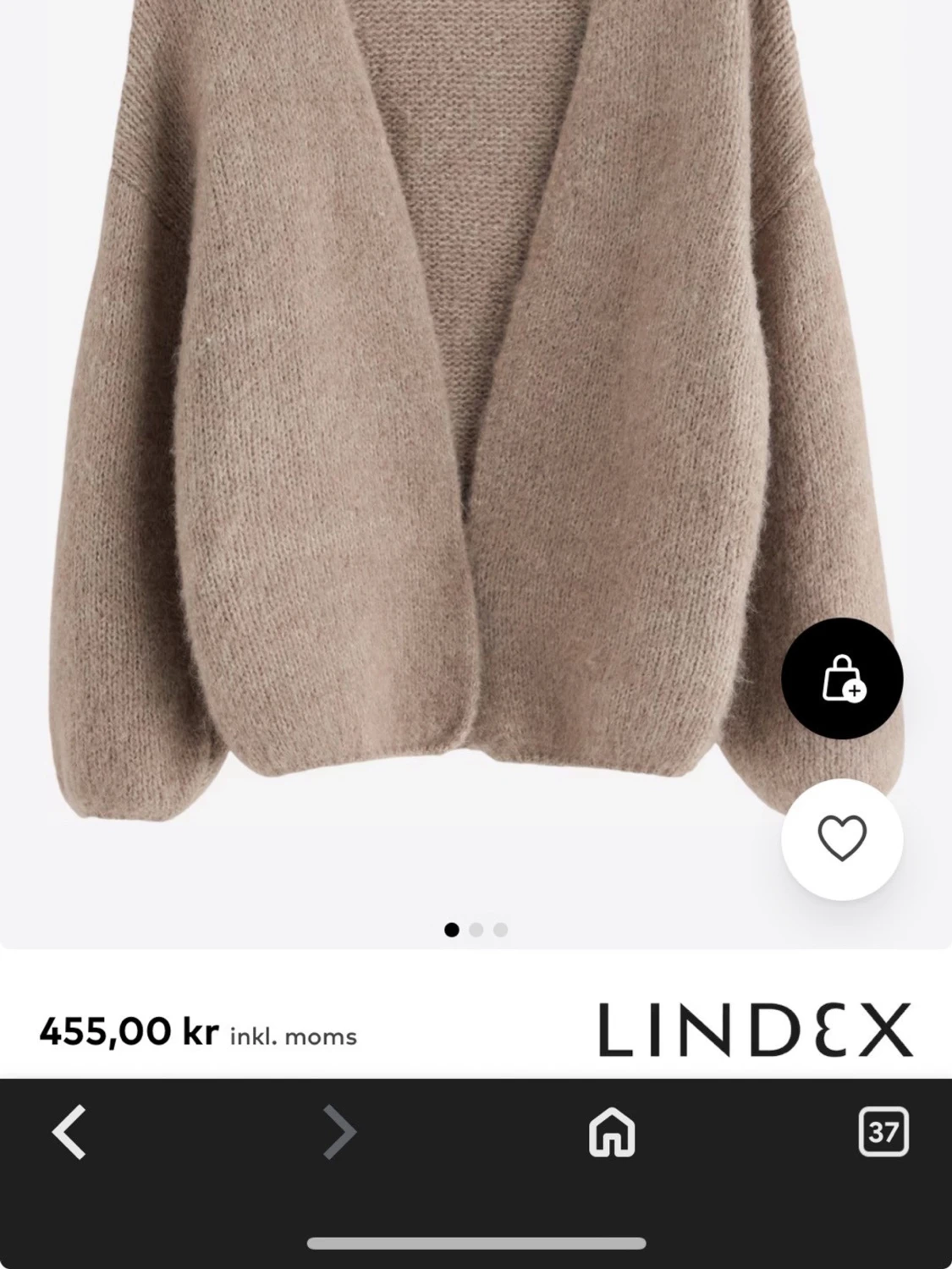 Beige stickad kofta från Lindex - 1