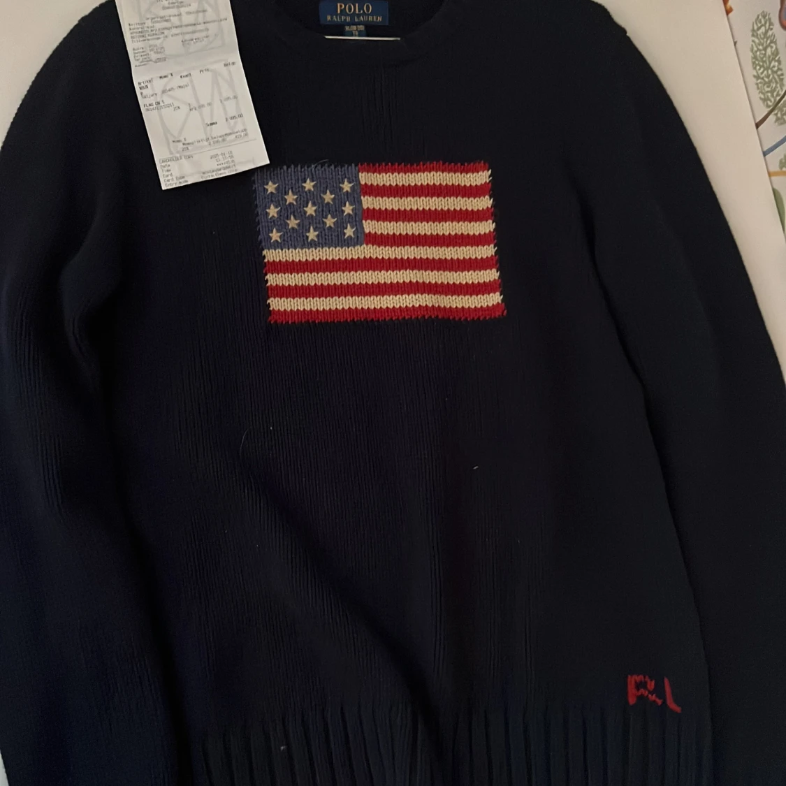 Mörkblå stickad tröja Polo Ralph Lauren