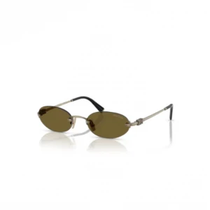 Miu Miu - Miu Miu oval metal logo sunglasses. Old gold/ brown. MU A54S 26C09Z