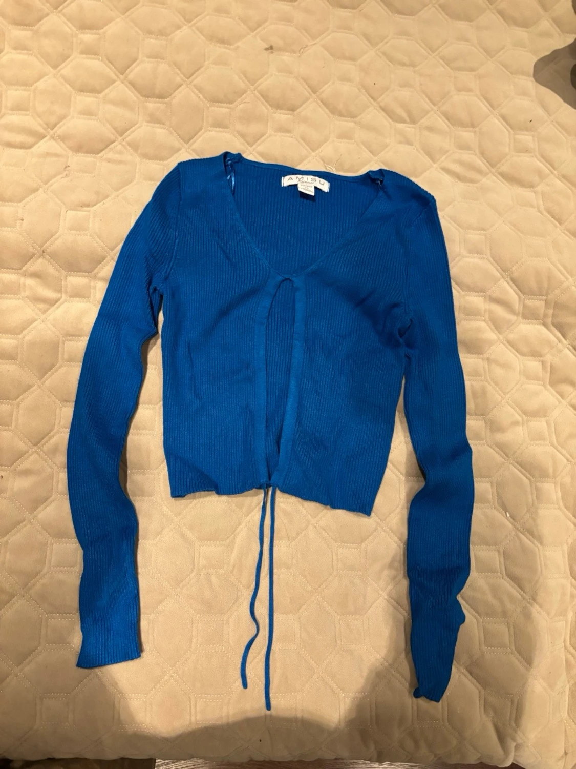 Blå ribbad kofta från Amisu - 1