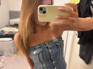 Denim tubtopp från Zara - Jeans topp från Zara strl S