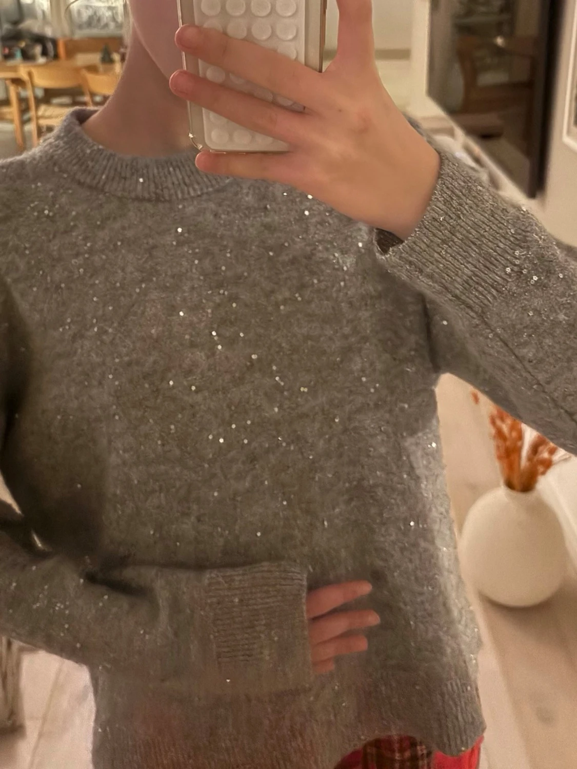 Grå glittrig stickad tröja H&M - 3