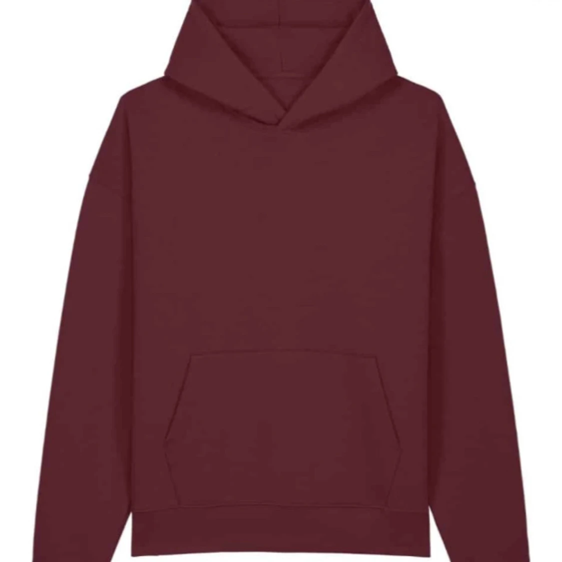 Vinröd hoodie med huva och ficka