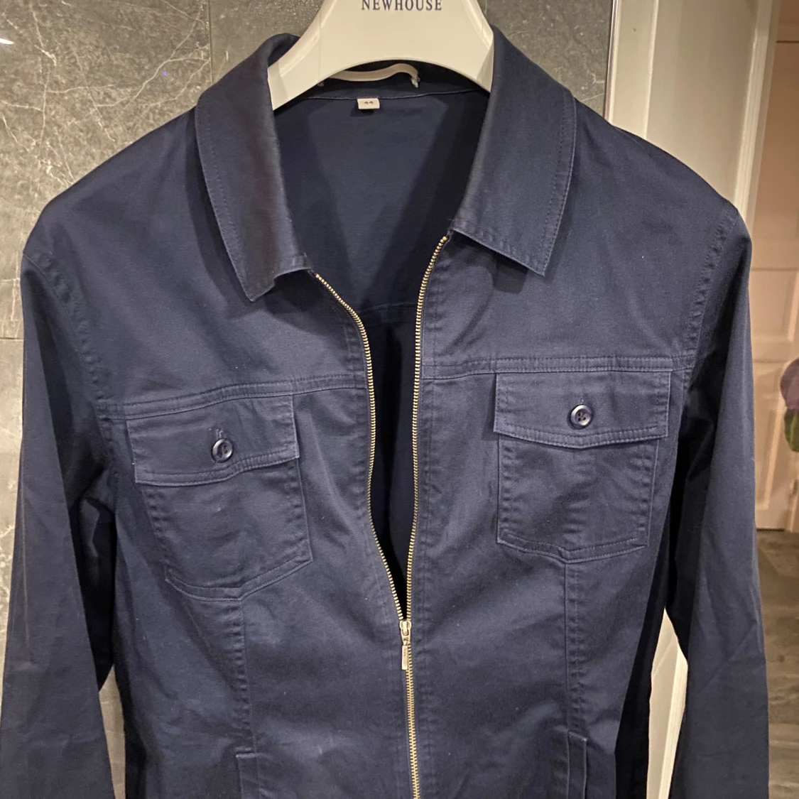 Mörkblå overshirt med dragkedja - 1