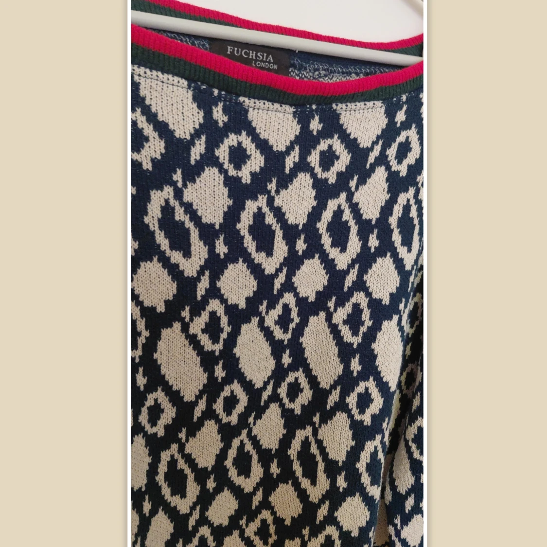 Mönstrad stickad tröja Fuchsia London, M - 3