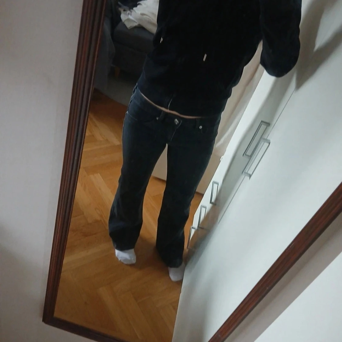 Svarta Lågmidjade Jeans