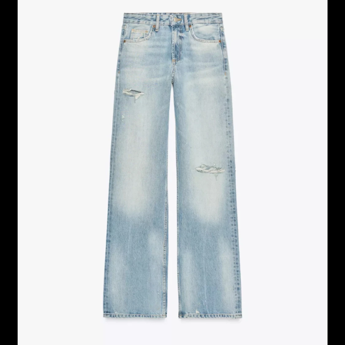 Ljusblå wide jeans med slitningar - 3