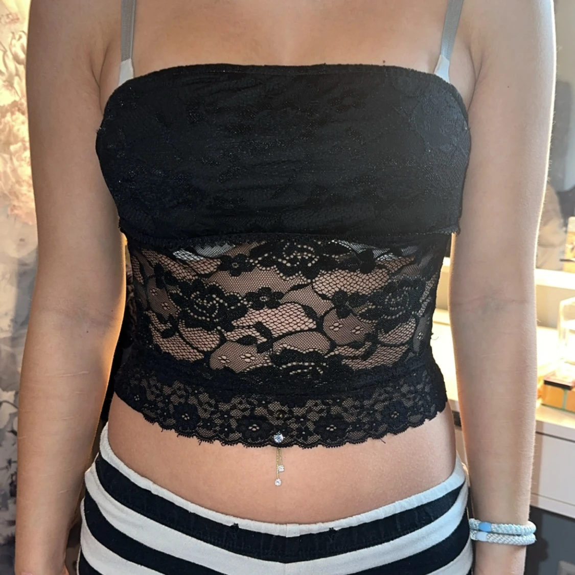 Svart spets bandeau tubtopp