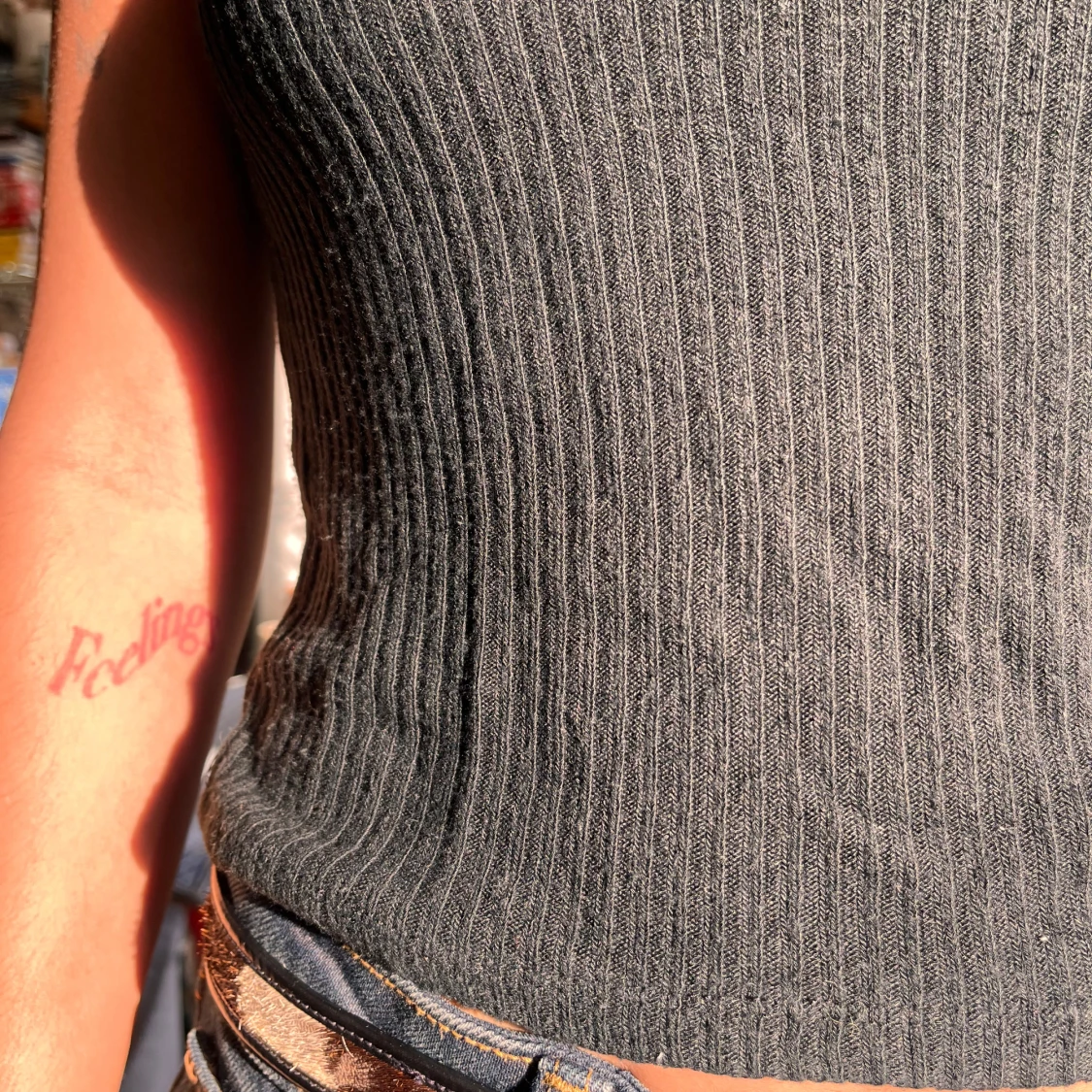 Svart ribbad linnetopp brandy melville - 3