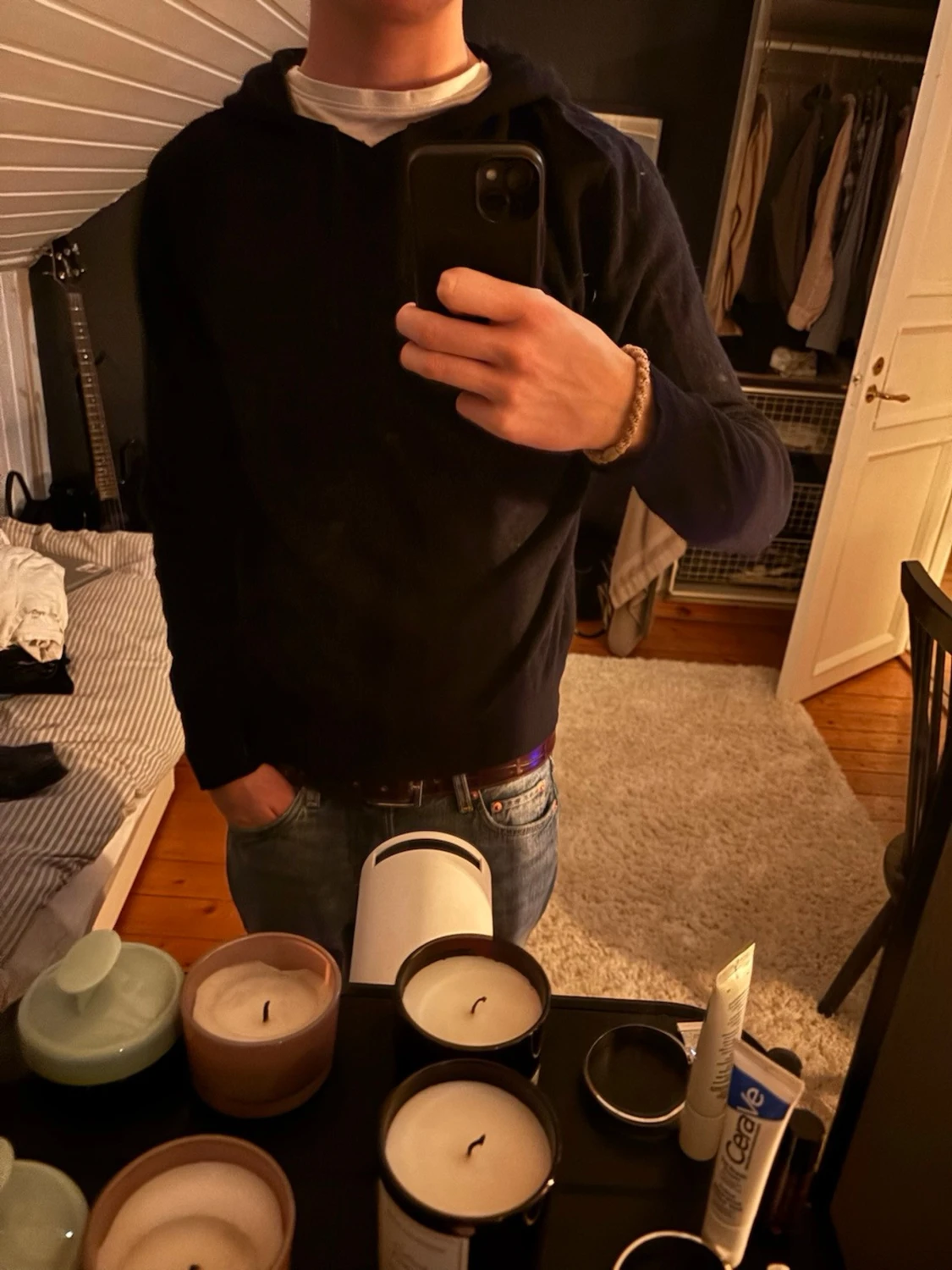 Kashmir hoodie mörkblå 