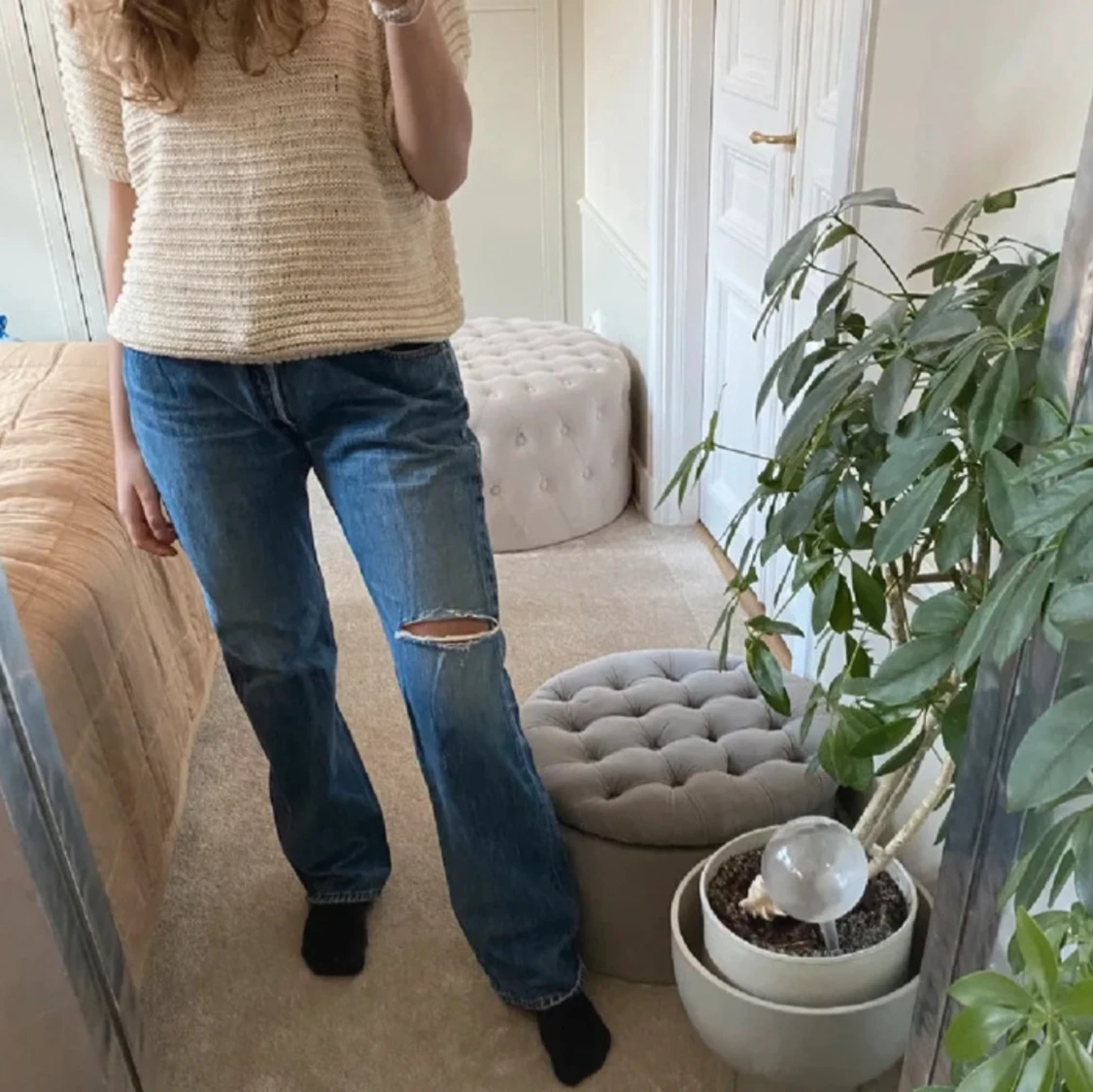 Levi's 501 blå jeans med hål på knät - 2