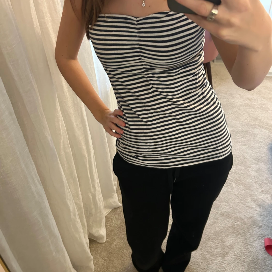 Randig bandeau tubtopp i bomull - 1