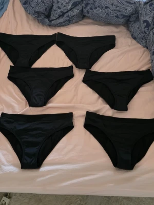 6 par menstrosor Large  - 6 par oanvända menstrosor storlek Large tvättade en gång. Säljes pga fel storlek. 