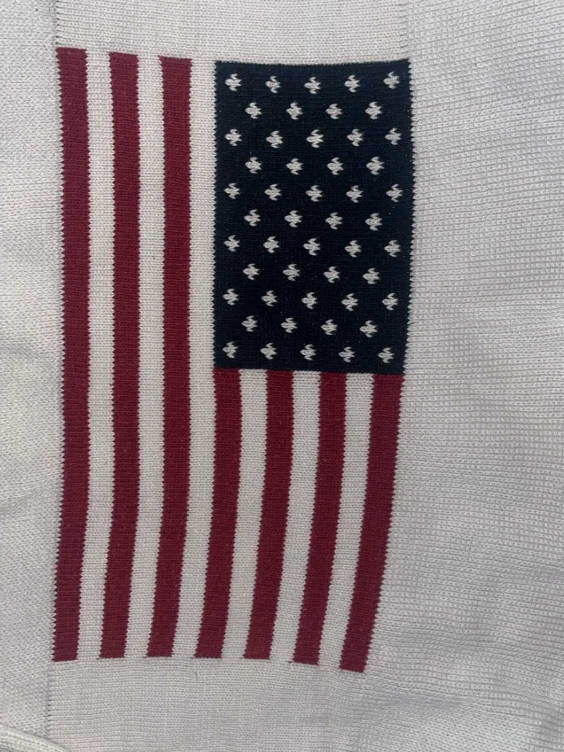 Vit stickad tröja med USA flagga - 1