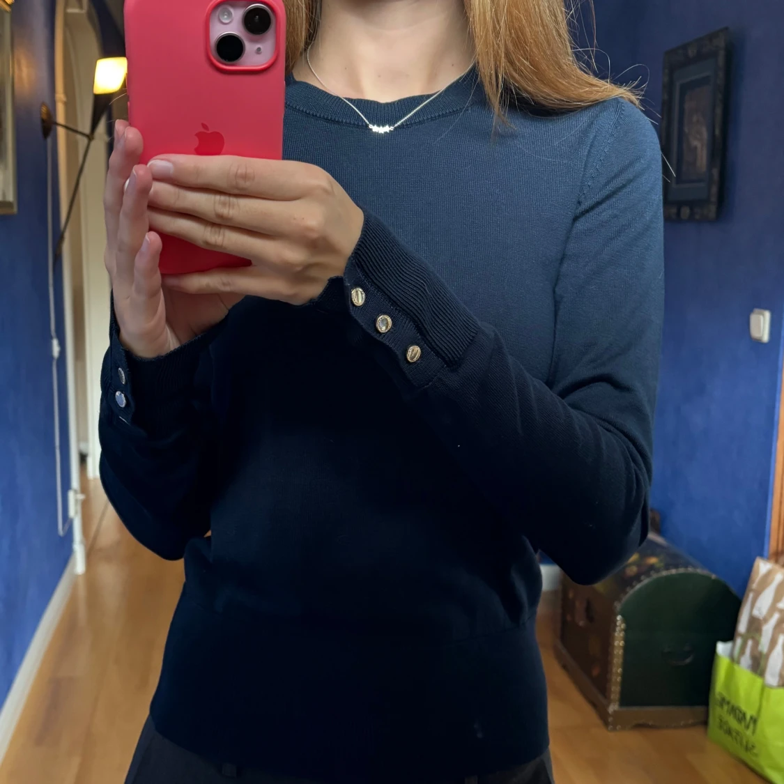 Marinblå finstickad tröja  - 1