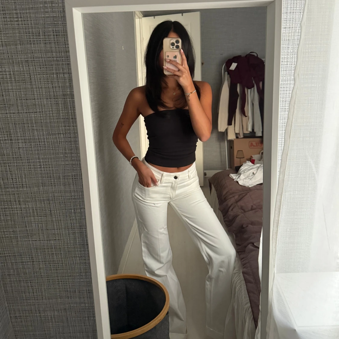 Vita flare jeans låg midja Zara - 1