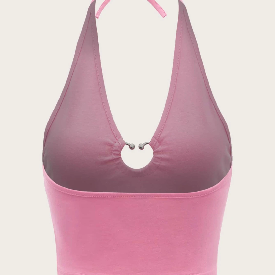 Rosa halterneck linnetopp med ringdetalj - 1