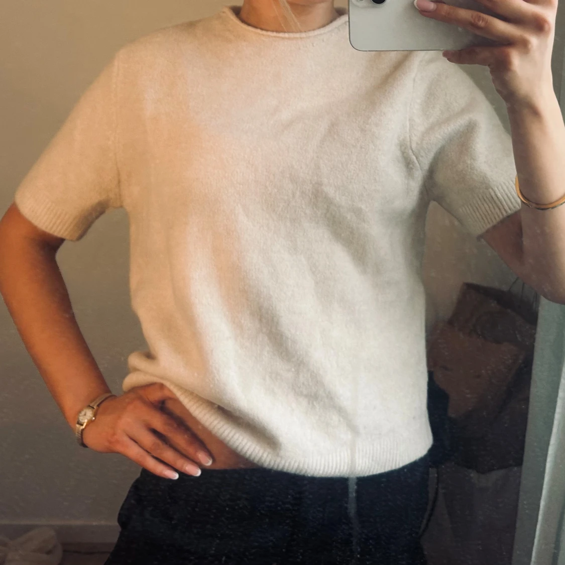 Stickad trekvart tröja - 1