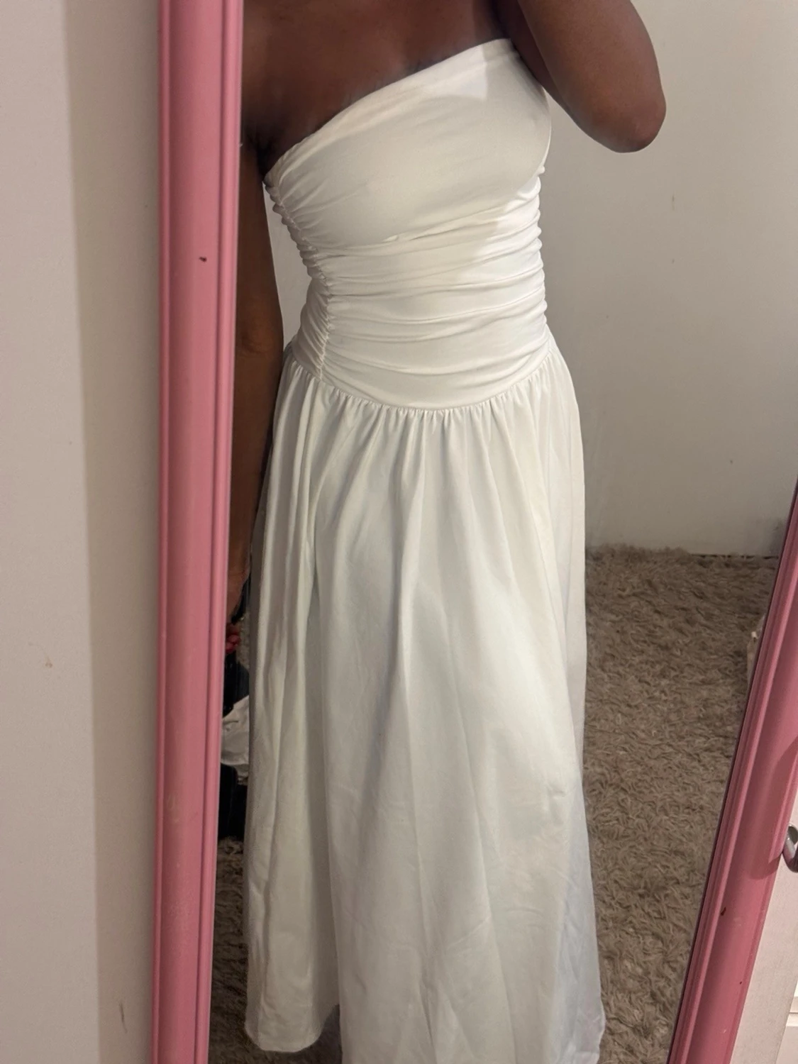 Vit axelbandslös långklänning - 1