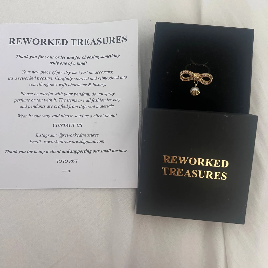 Guldring med rosett och pärla från Dior - 3