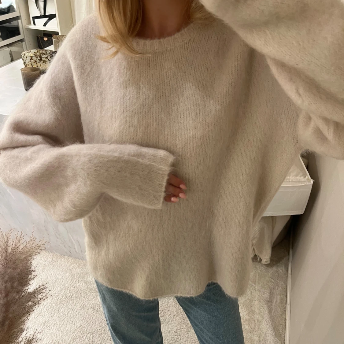 Beige fluffig stickad tröja H&M - 1