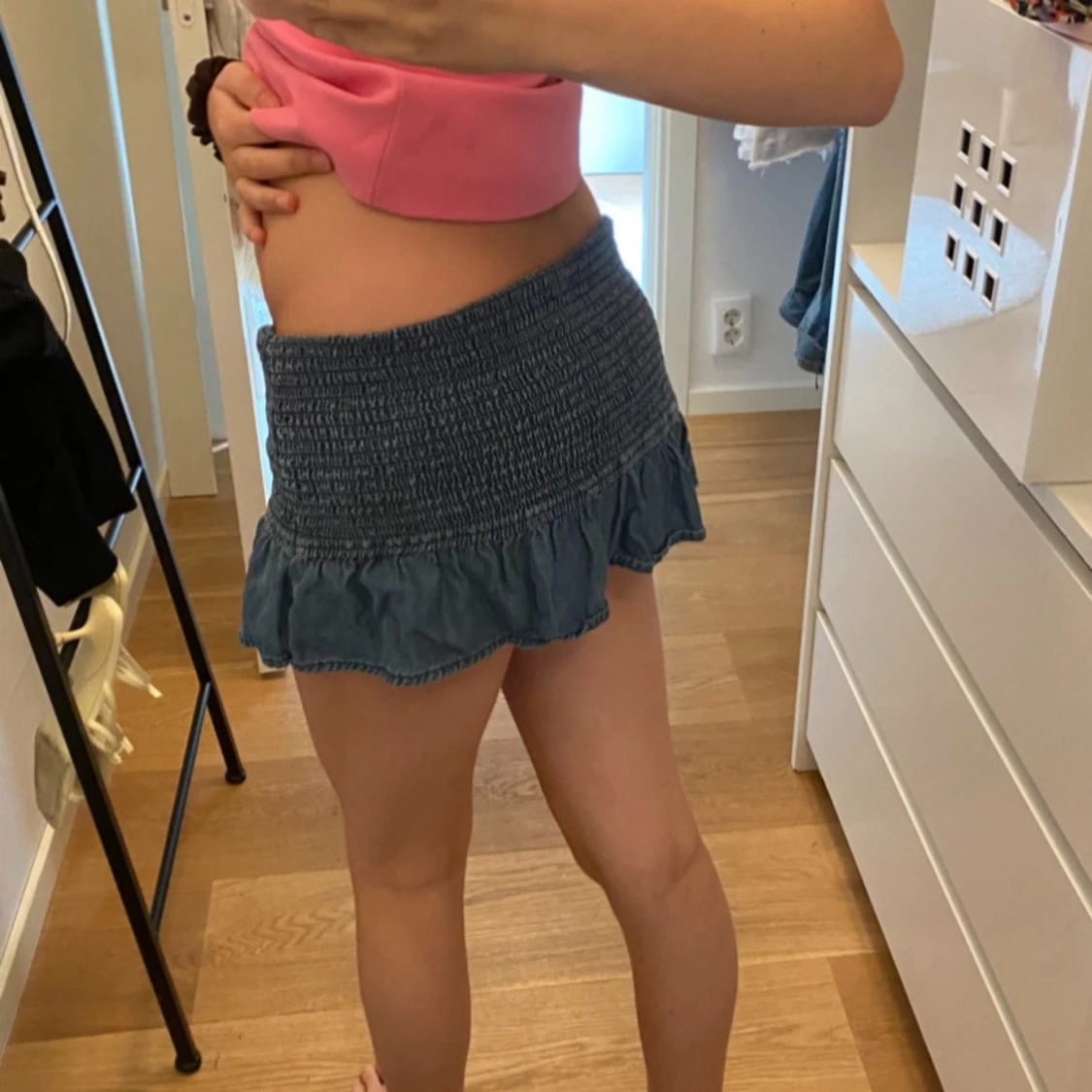 Blå volangkjol/topp i jeansmaterial - 1