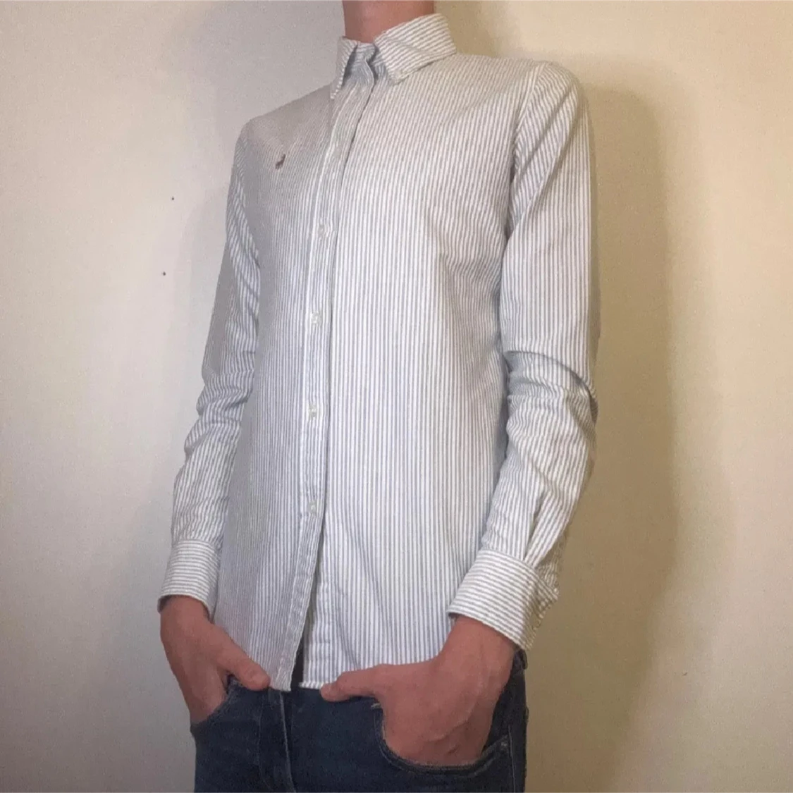  Blå och vit randig skjorta från Ralph Lauren Herr XS - 4