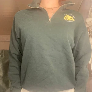 Halvzip tröja  - Mörkgrön halvzip tröja från hm. Emblem på bröstet med tiger där det står ”the twenty two tigers”